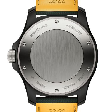 Breitling Avenger GMT Night Mission automatic watch carbon dial green leather strap 44 mm S32320101B1X1