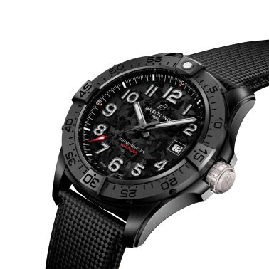 Breitling Avenger Night Mission automatic watch carbon dial anthracite leather strap 42 mm S17328101B1X1