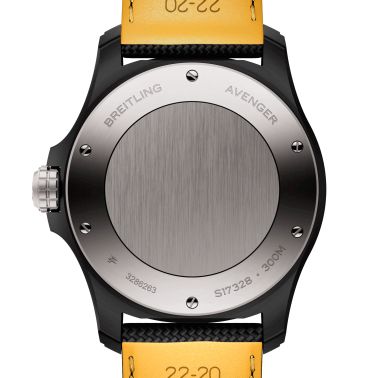 Breitling Avenger Night Mission automatic watch carbon dial anthracite leather strap 42 mm S17328101B1X1