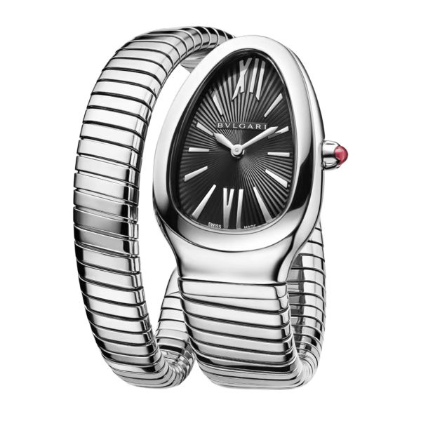Montre Bulgari Serpenti Tubogas quartz cadran noir bracelet acier 35 mm 102824
