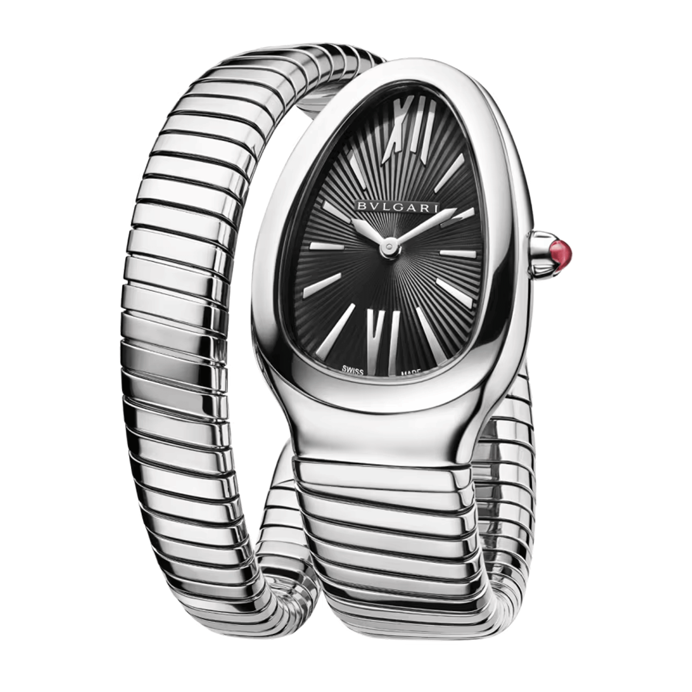 Montre Bulgari Serpenti Tubogas quartz cadran noir bracelet acier 35 mm 102824