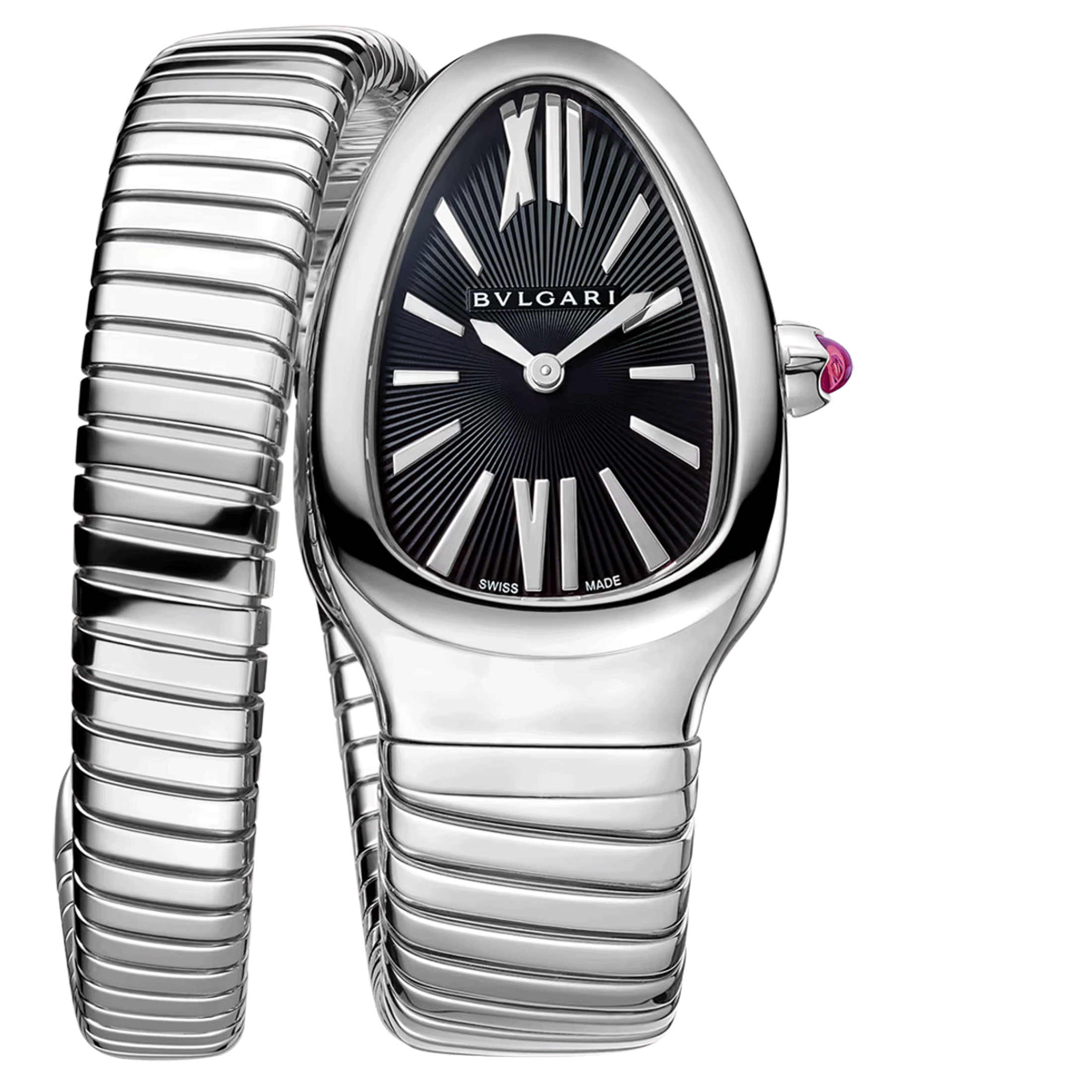 Montre Bulgari Serpenti Tubogas quartz cadran noir bracelet acier 35 mm 102824