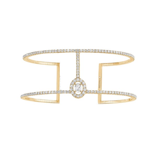 Bracelet Messika Glam'Azone Skinny 2 rangs Pavé en or jaune et diamants