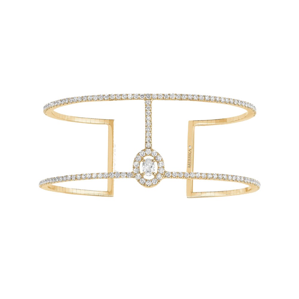 Bracelet Messika Glam'Azone Skinny 2 rangs Pavé en or jaune et diamants