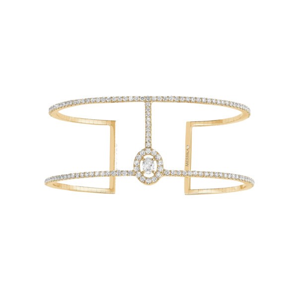 Bracelet Messika Glam'Azone Skinny 2 rangs Pavé en or jaune et diamants