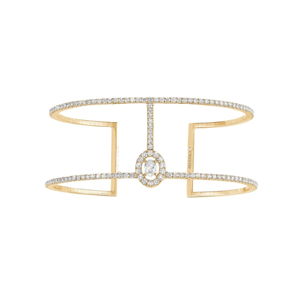 Bracelet Messika Glam'Azone Skinny 2 rangs Pavé en or jaune et diamants