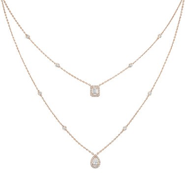 Collier Messika My Twin 2 rangs en or rose et diamants