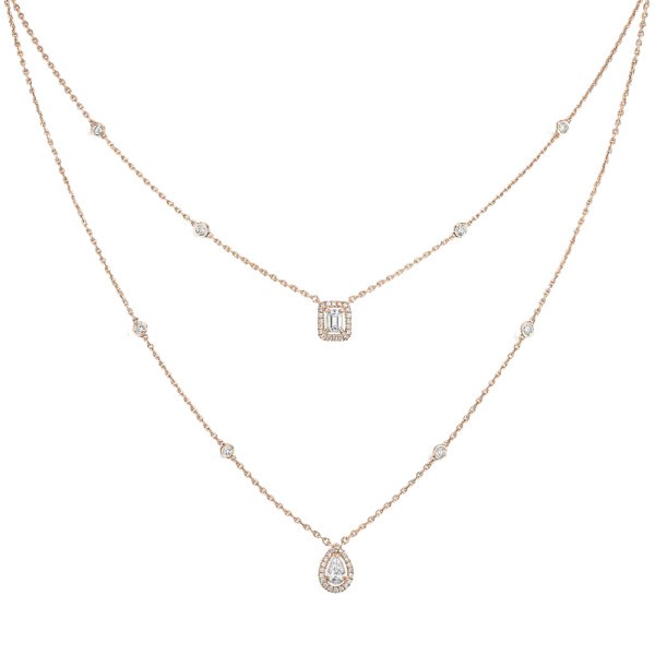 Collier Messika My Twin 2 rangs en or rose et diamants