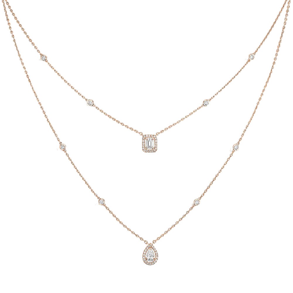 Collier Messika My Twin 2 rangs en or rose et diamants