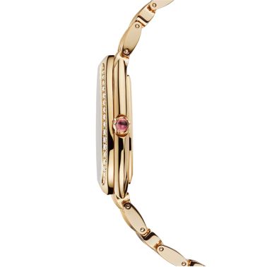 Montre Bulgari Serpenti Seduttori quartz lunette sertie cadran blanc opalin bracelet or jaune 33 mm 103147