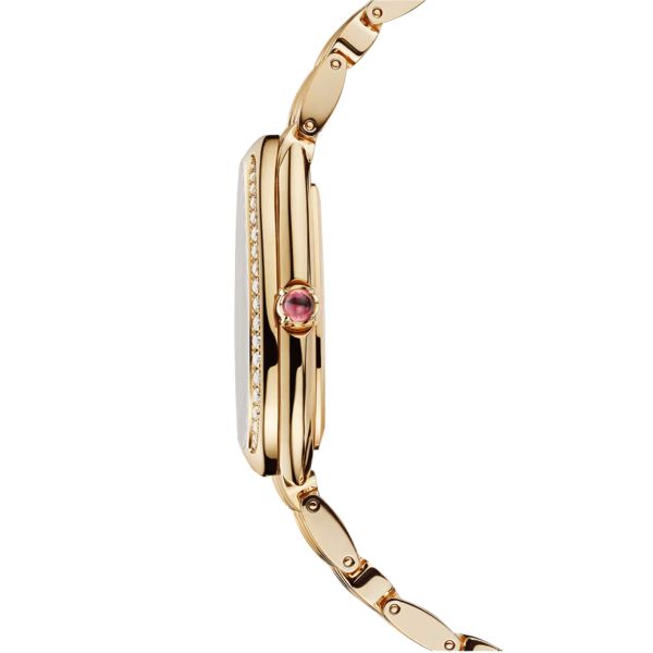 Montre Bulgari Serpenti Seduttori quartz lunette sertie cadran blanc opalin bracelet or jaune 33 mm 103147