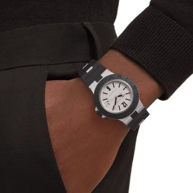 Montre Bulgari Bvlgari Aluminium automatique cadran gris bracelet caoutchouc noir 40 mm 103382