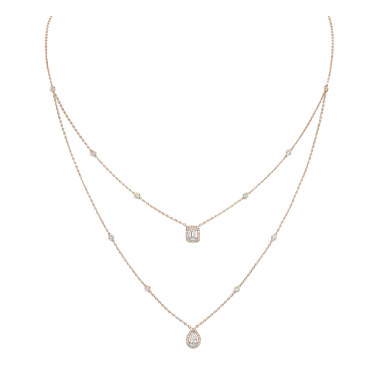 Collier Messika My Twin 2 rangs en or rose et diamants