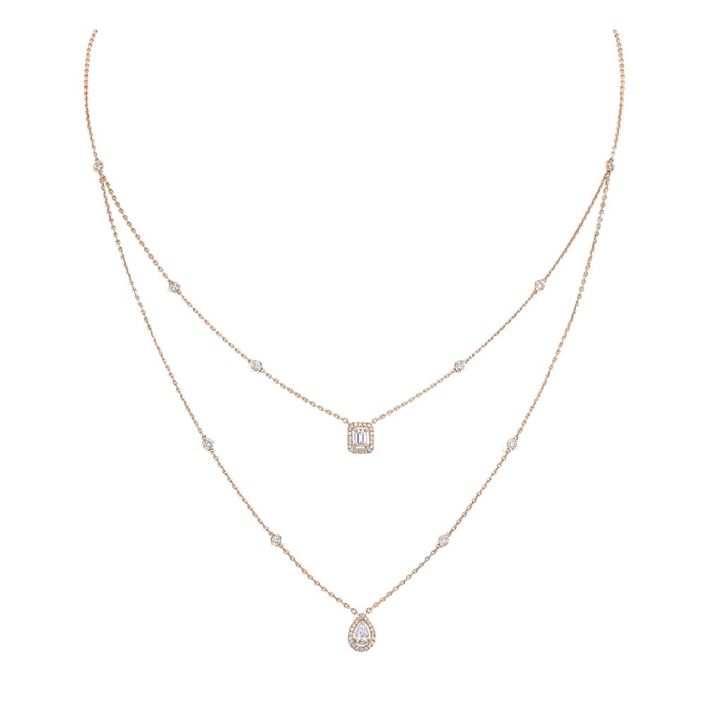 Collier Messika My Twin 2 rangs en or rose et diamants