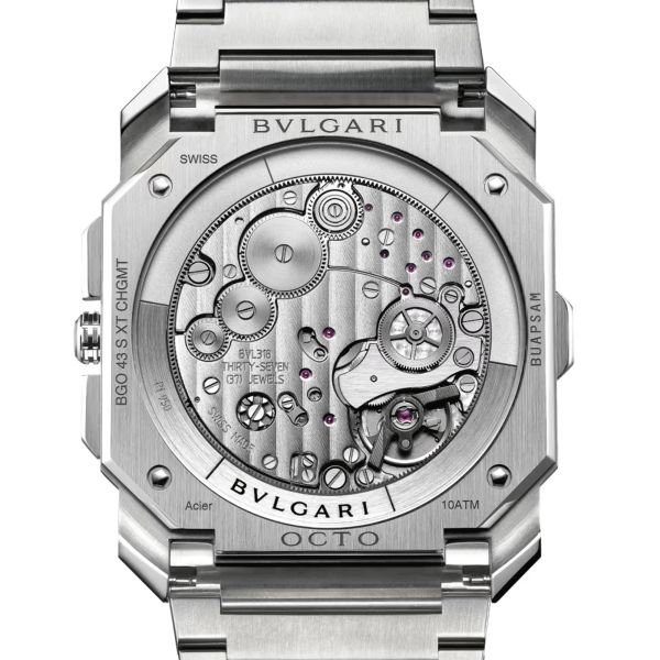 Montre Bulgari Octo Finissimo Chronographe GMT automatique cadran bleu bracelet acier 43 mm 103467