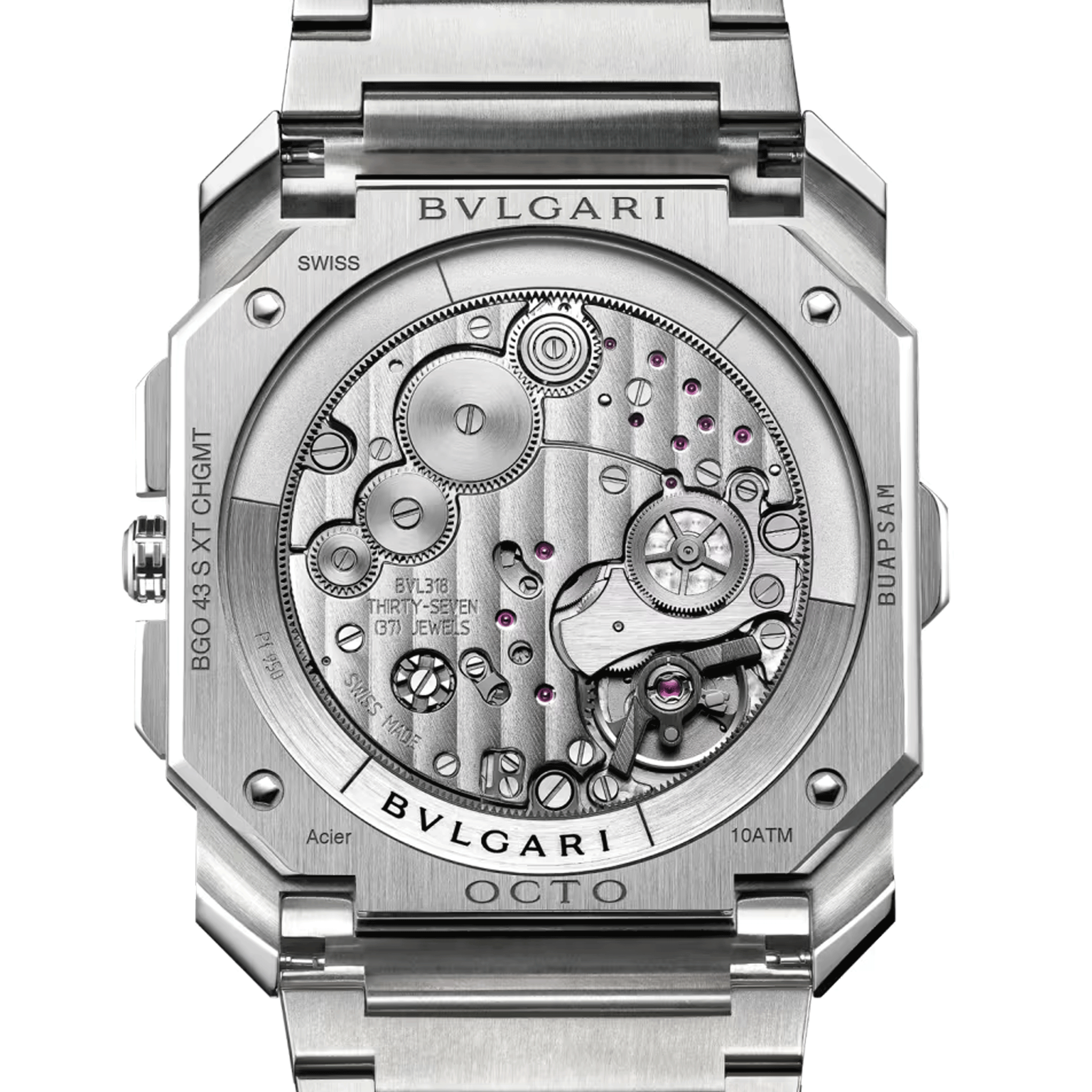 Montre Bulgari Octo Finissimo Chronographe GMT automatique cadran bleu bracelet acier 43 mm 103467
