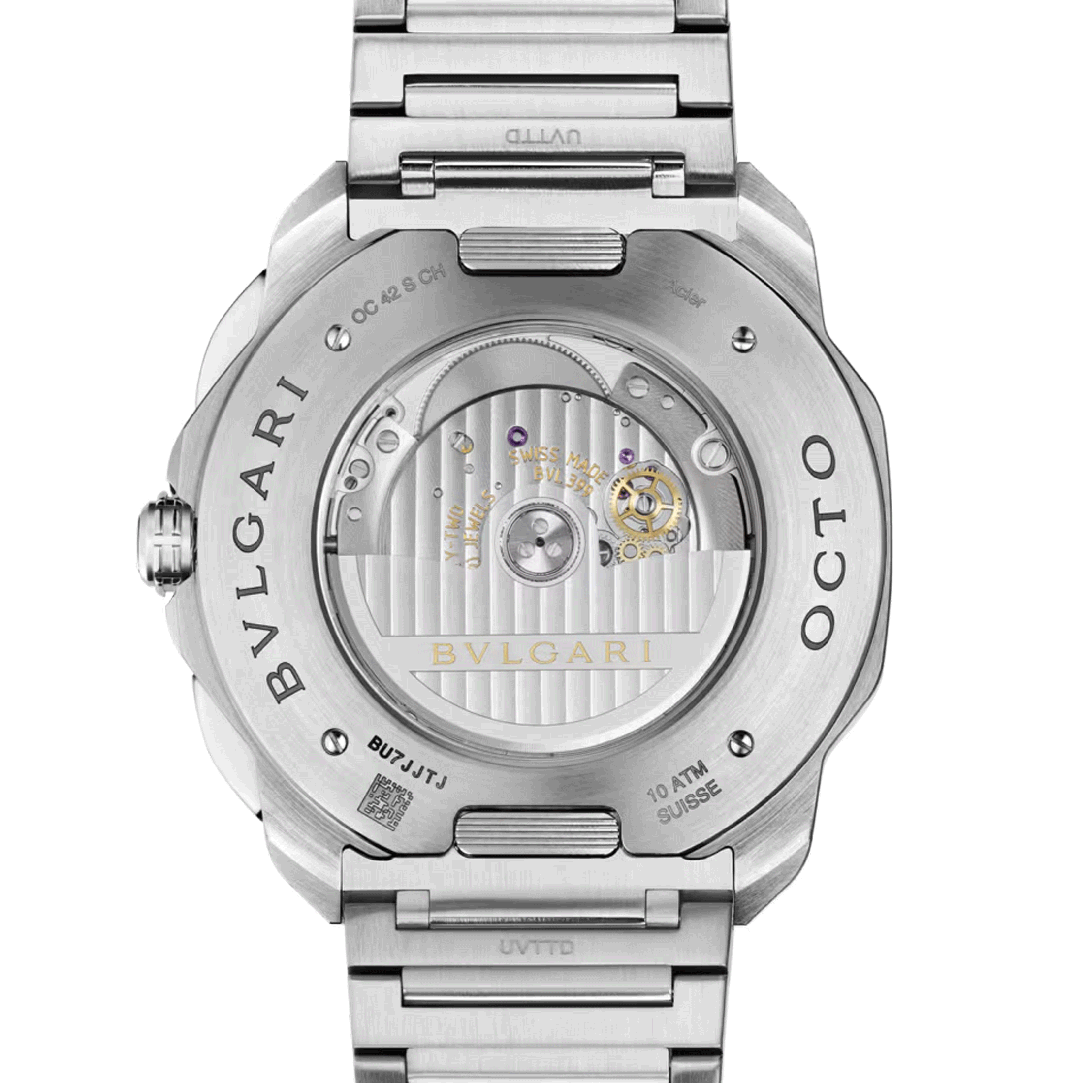 Montre Bulgari Octo Roma Chronographe automatique cadran noir bracelet acier 42 mm 103471