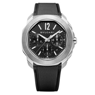 Montre Bulgari Octo Roma Chronographe automatique cadran noir bracelet acier 42 mm 103471