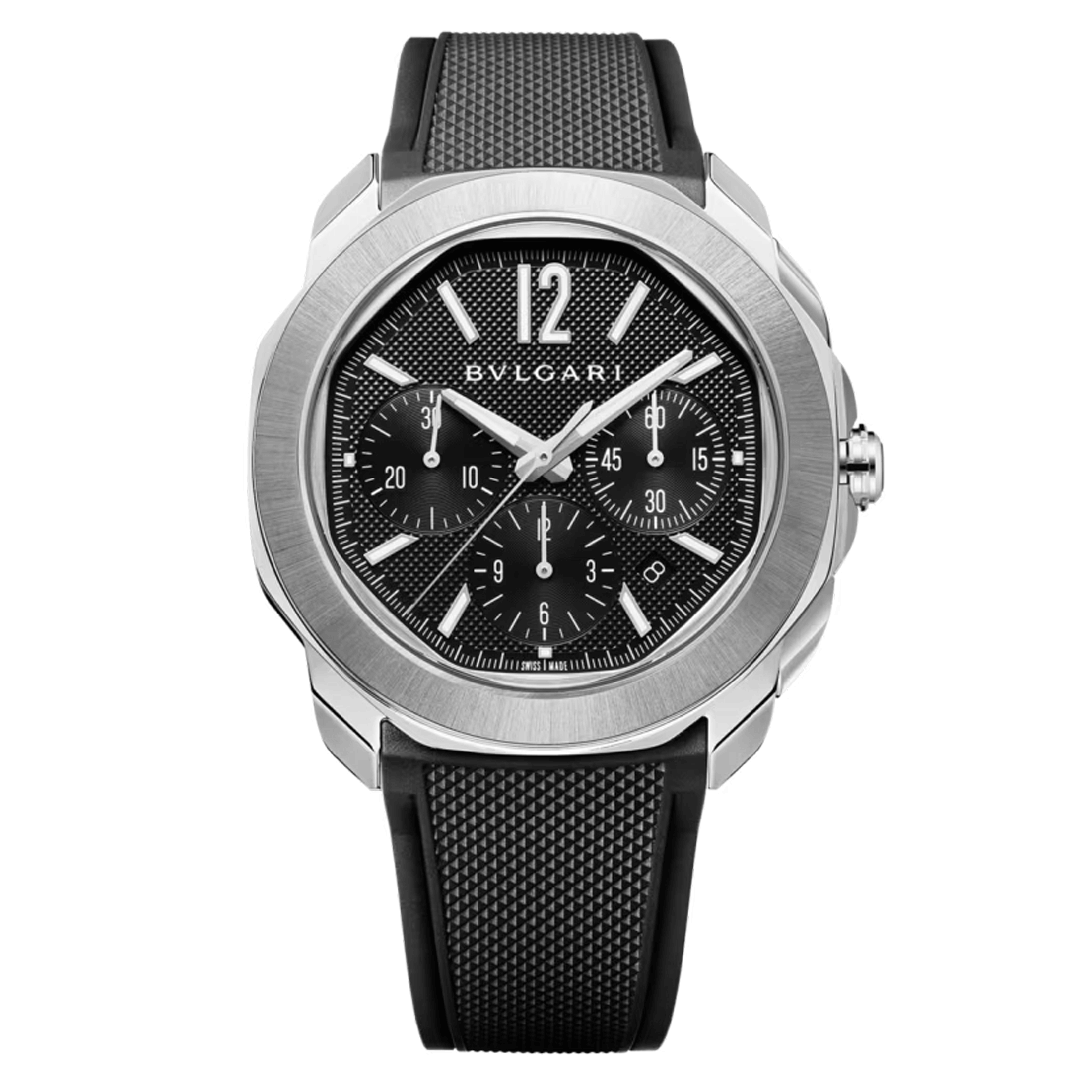 Montre Bulgari Octo Roma Chronographe automatique cadran noir bracelet acier 42 mm 103471