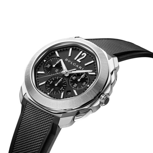 Montre Bulgari Octo Roma Chronographe automatique cadran noir bracelet acier 42 mm 103471