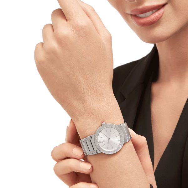 Montre Bulgari Bvlgari Bvlgari Lady quartz cadran argenté bracelet acier 33 mm 103575
