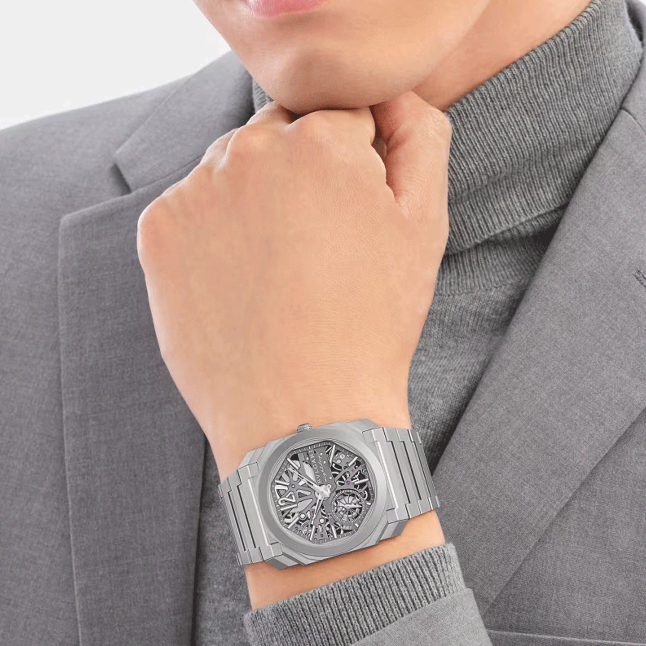 Bulgari Octo Finissimo mechanical watch skeleton dial titanium bracelet 40 mm 103610