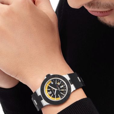 Bulgari Bvlgari Aluminium Amerigo Vespucci automatic watch black dial black rubber strap 40 mm 103702