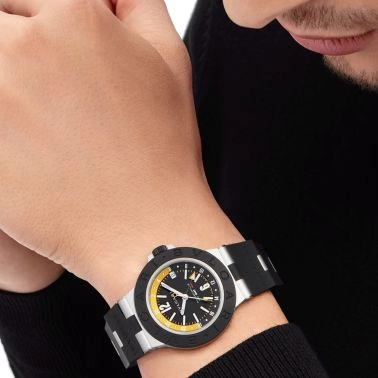 Montre Bulgari Bvlgari Aluminium Amerigo Vespucci automatique cadran noir bracelet caoutchouc noir 40 mm 103702