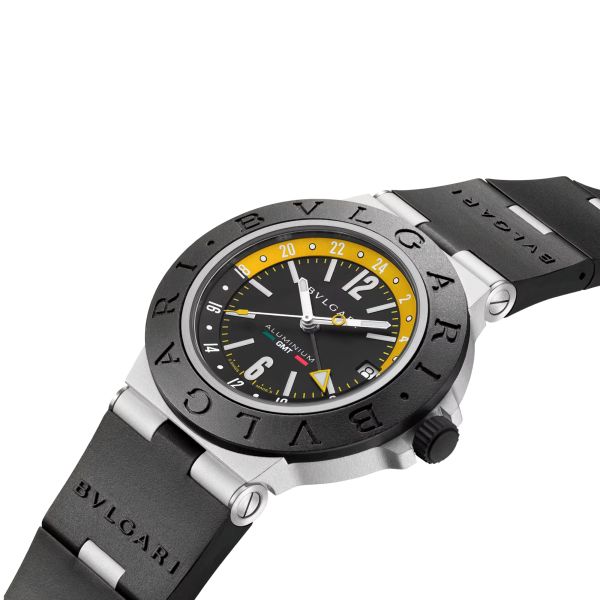 Bulgari Bvlgari Aluminium Amerigo Vespucci automatic watch black dial black rubber strap 40 mm 103702