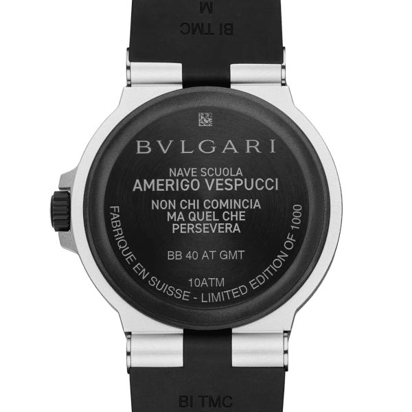 Bulgari Bvlgari Aluminium Amerigo Vespucci automatic watch black dial black rubber strap 40 mm 103702