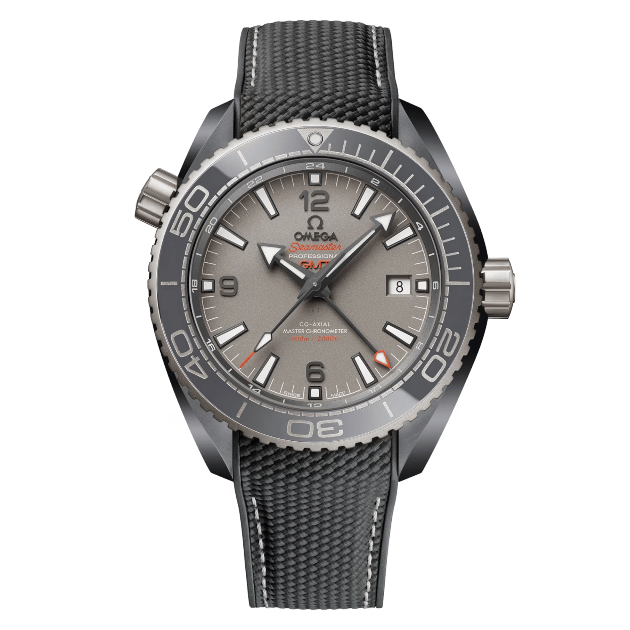 Montre Omega Seamaster Planet Ocean 600m Master Chronometer GMT "Dark Grey" céramique bracelet caoutchouc 45,5 mm