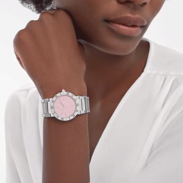 Bulgari Bvlgari Bvlgari Lady quartz pink dial steel bracelet 33 mm 103711