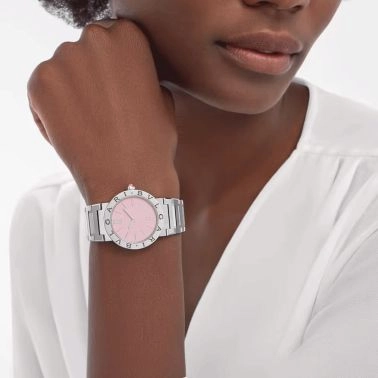 Montre Bulgari Bvlgari Bvlgari Lady quartz cadran rose bracelet acier 33 mm 103711