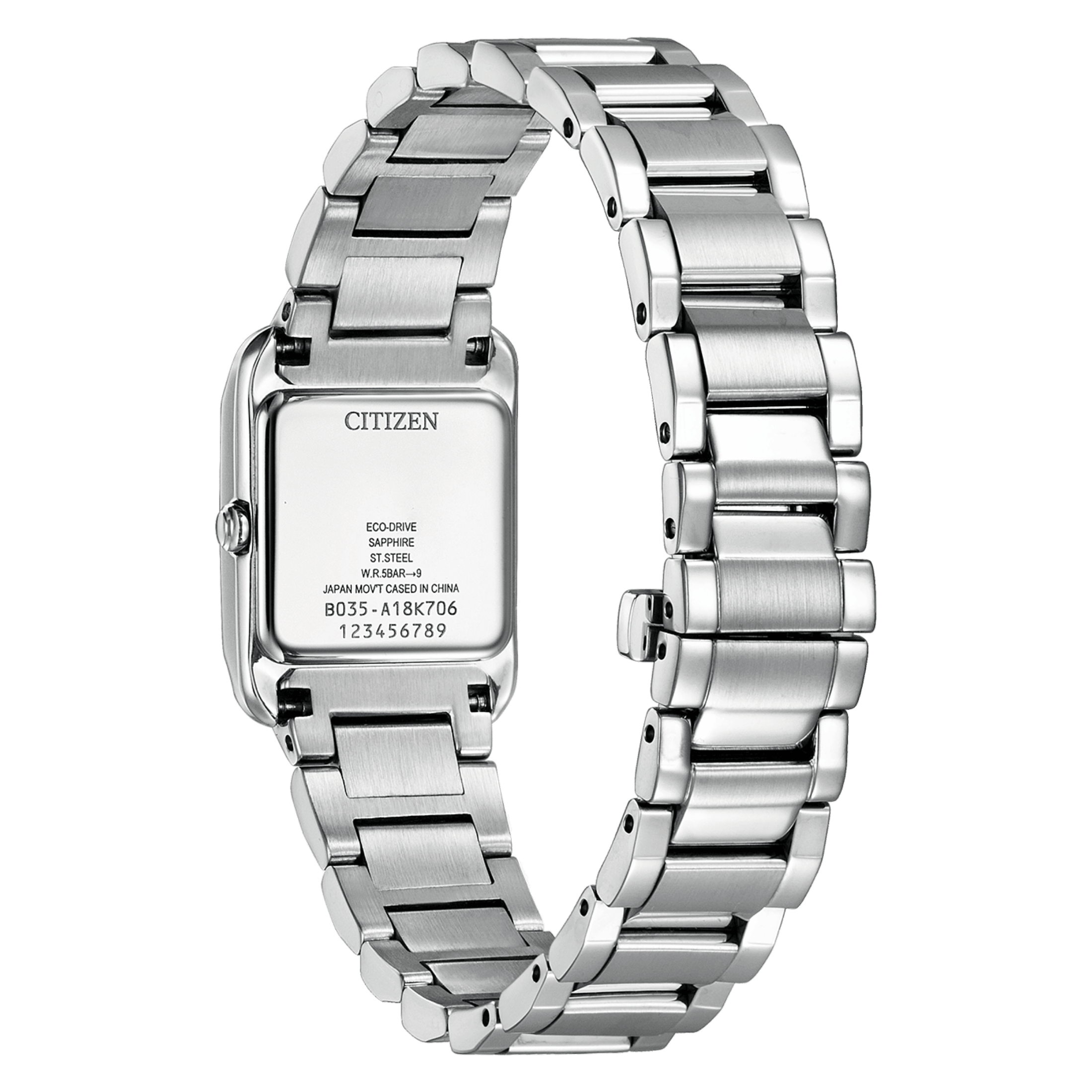 Montre Citizen Ladies Eco-Drive cadran nacre bracelet acier 21,5 x 28,4 mm