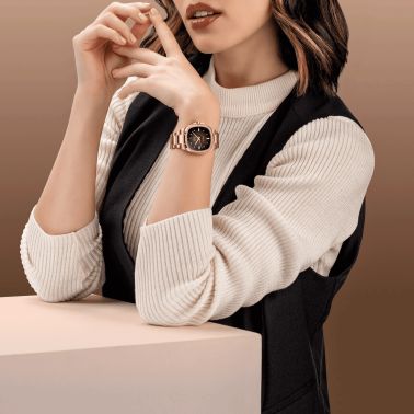 Mido Multifort TV automatic watch diamond index brown dial stainless steel bracelet pvd rose gold 35 mm M049.307.33.296.00