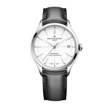 Leather strap Baume et Mercier grey patinated calf with pin buckle