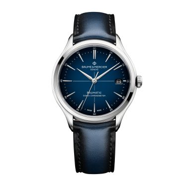 Bracelet en cuir Baume et Mercier veau patiné bleu avec boucle ardillon