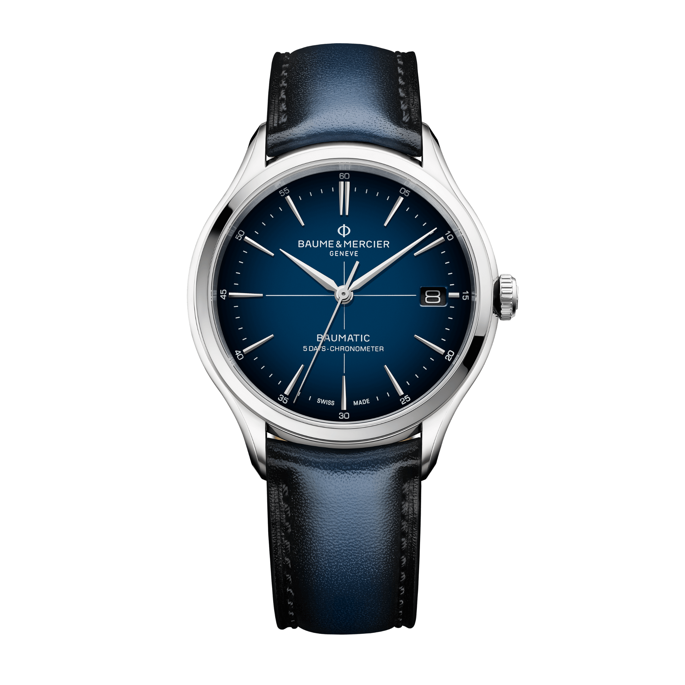 Leather strap Baume et Mercier grey patinated calf with pin buckle Leather strap Baume et Mercier grey patinated calf with pin buckle