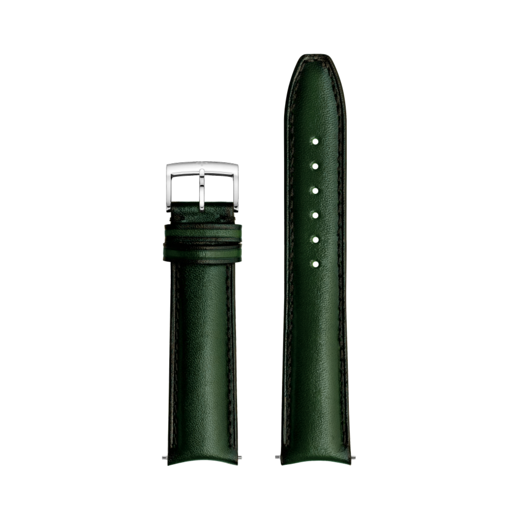 Leather strap Baume et Mercier green patinated calf with pin buckle