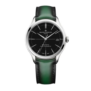 Leather strap Baume et Mercier green patinated calf with pin buckle