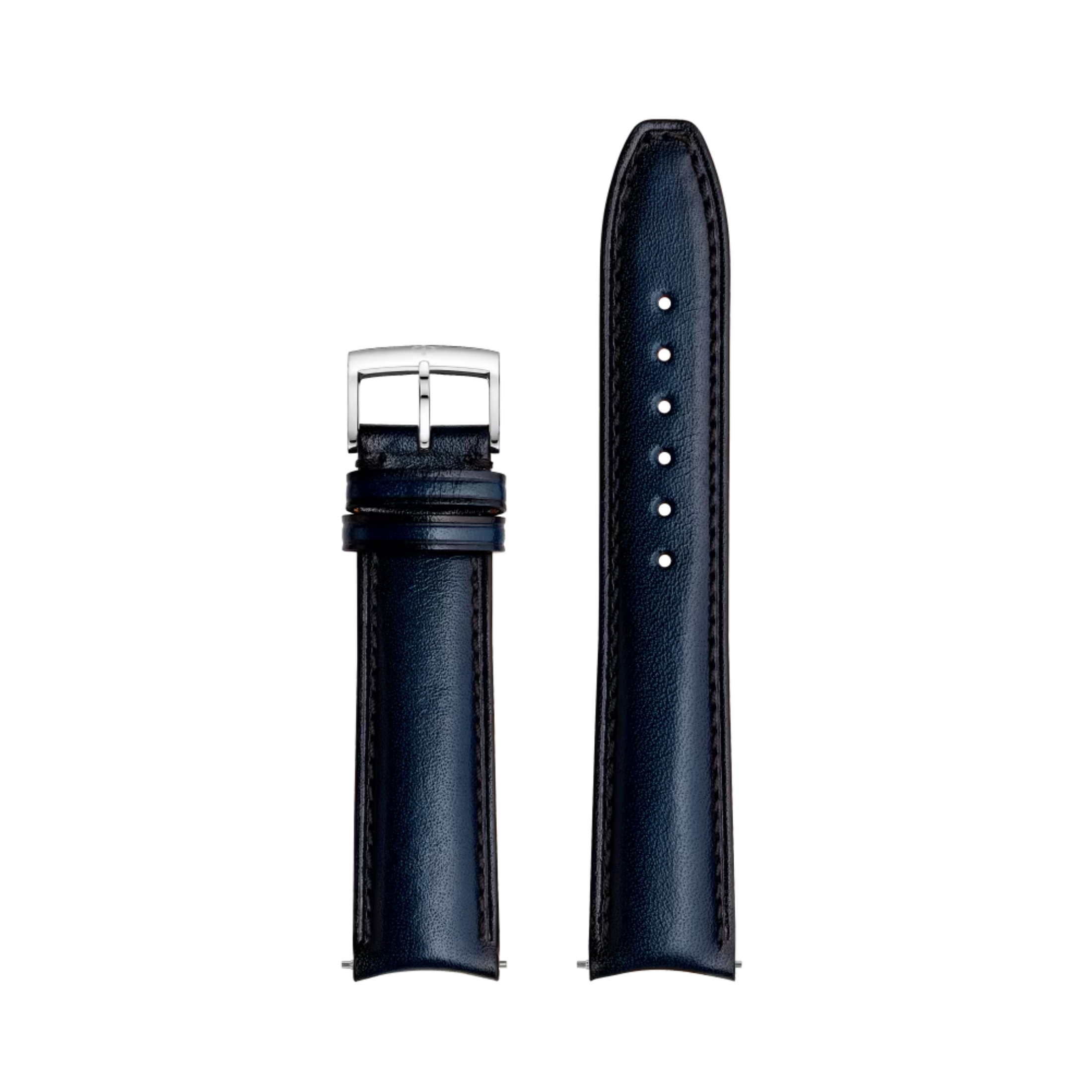 Leather strap Baume et Mercier blue patinated calf with pin buckle