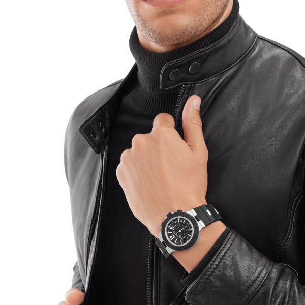 Montre Bulgari Bvlgari Aluminium Chronographe automatique cadran noir bracelet caoutchouc noir 41 mm 103868