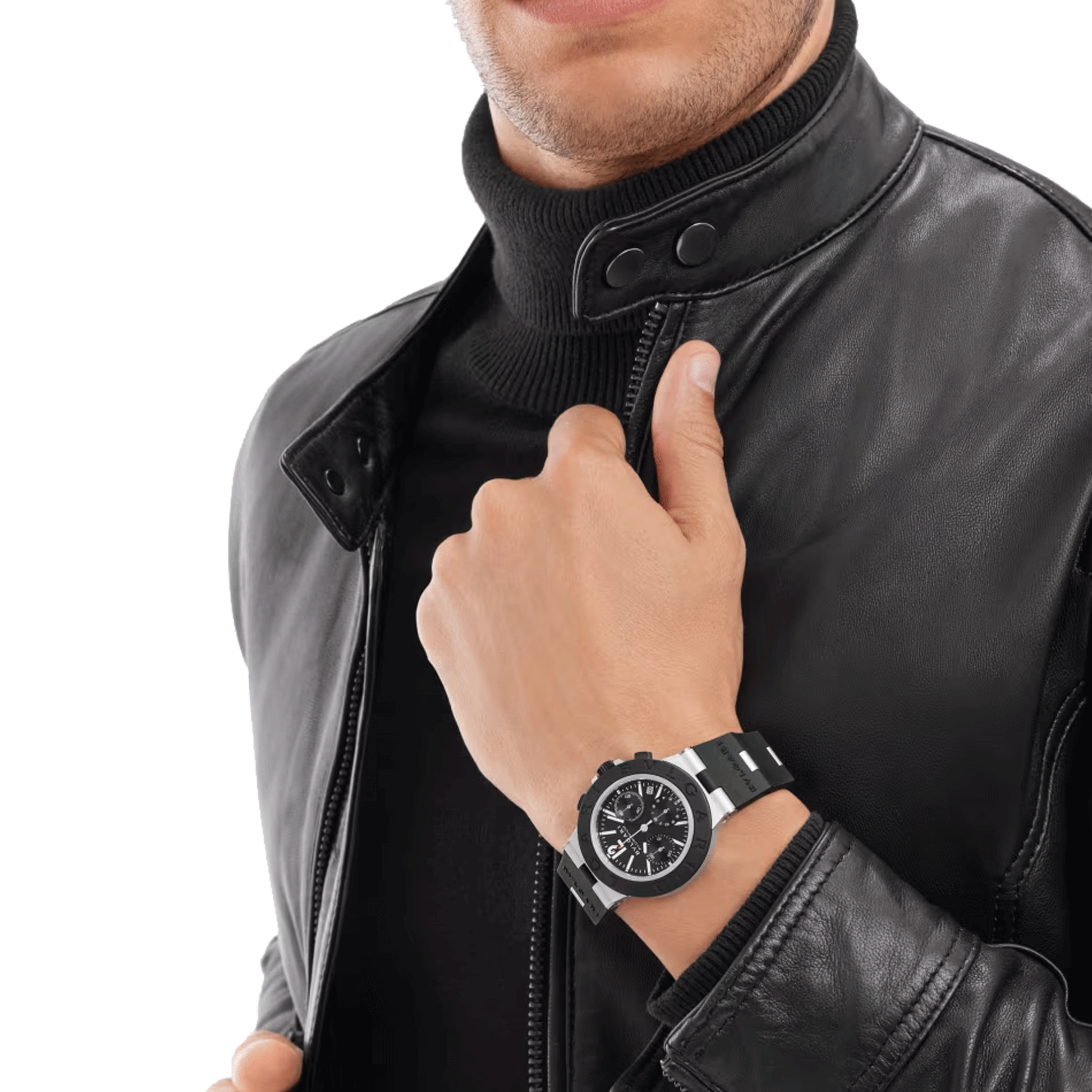 Montre Bulgari Bvlgari Aluminium Chronographe automatique cadran noir bracelet caoutchouc noir 41 mm 103868