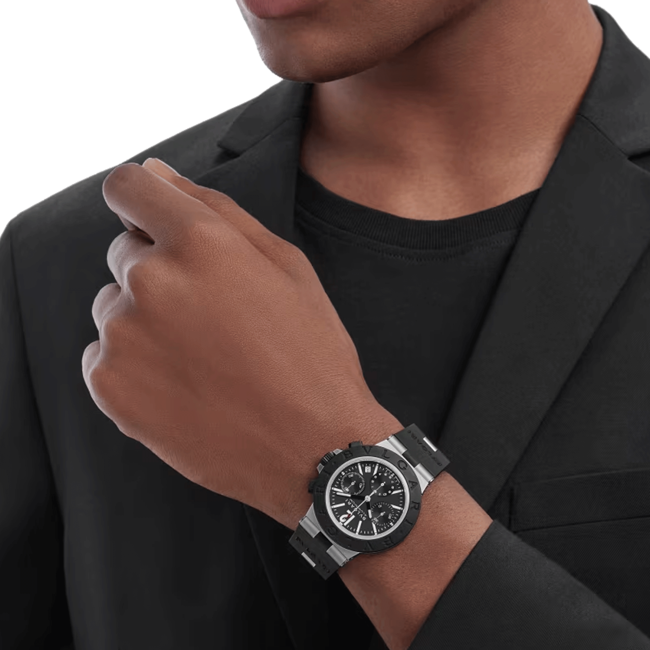 Montre Bulgari Bvlgari Aluminium Chronographe automatique cadran noir bracelet caoutchouc noir 41 mm 103868