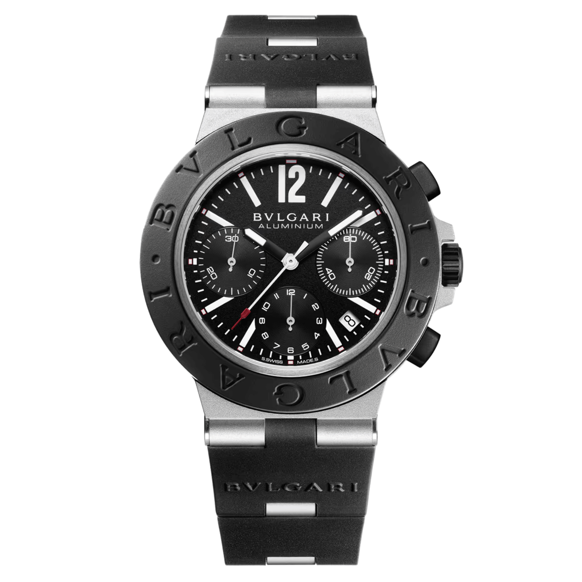 Montre Bulgari Bvlgari Aluminium Chronographe automatique cadran noir bracelet caoutchouc noir 41 mm 103868