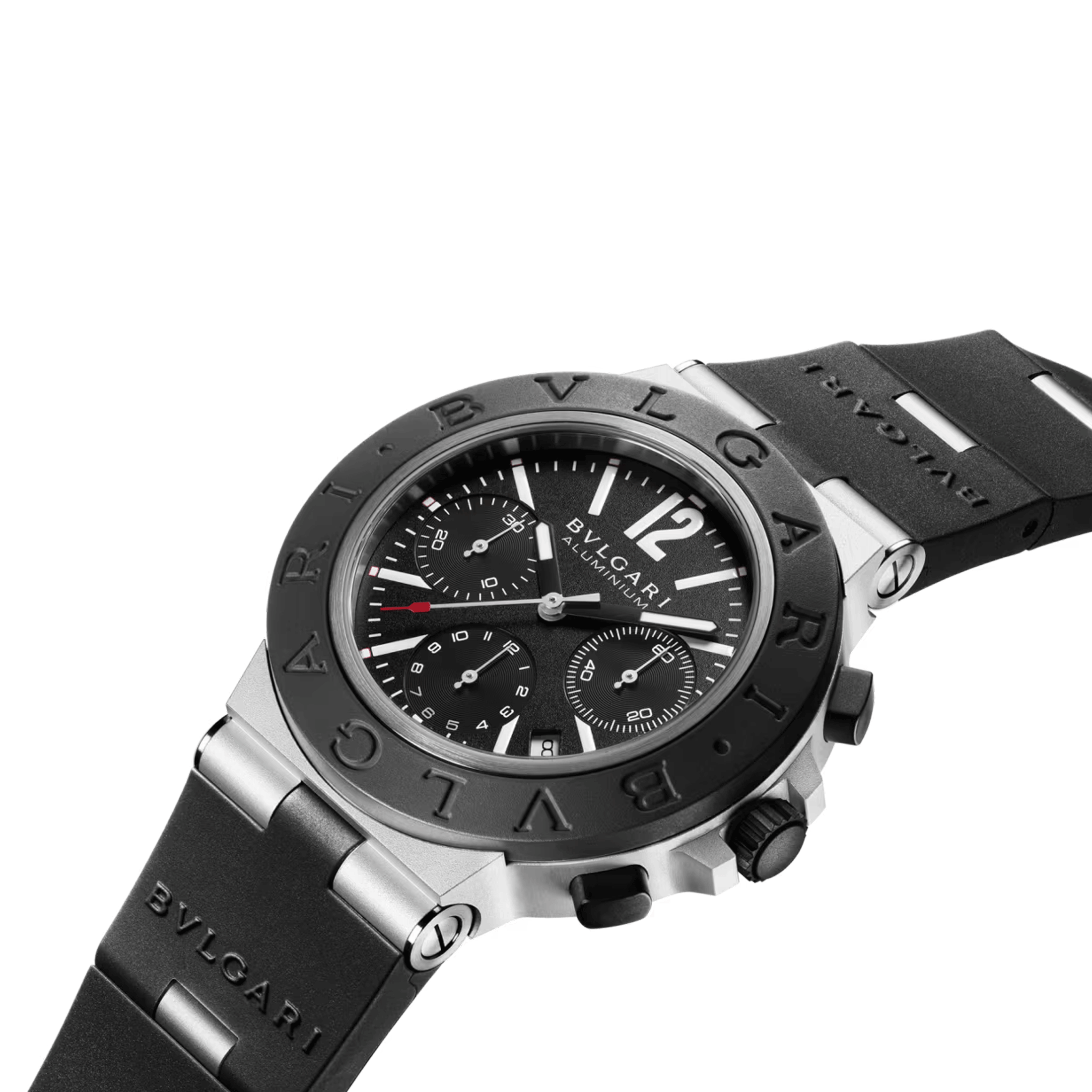Bulgari Bvlgari Aluminium Automatic Chronograph watch black dial black rubber strap 41 mm 103868