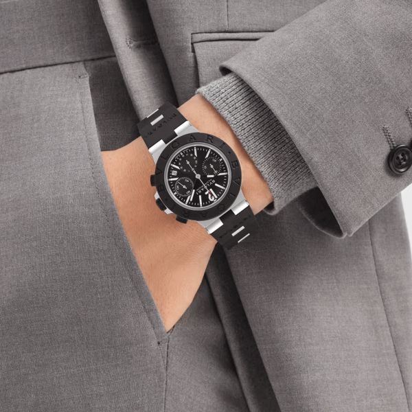 Bulgari Bvlgari Aluminium Automatic Chronograph watch black dial black rubber strap 41 mm 103868