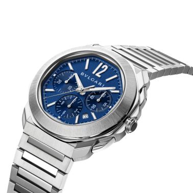 Montre Bulgari Octo Roma Chronographe automatique cadran bleu bracelet acier 42 mm 103829
