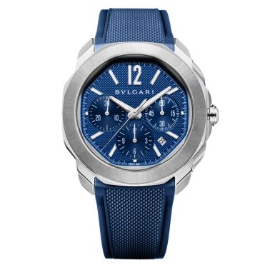 Bulgari Octo Roma automatic chronograph watch blue dial steel bracelet 42 mm 103829