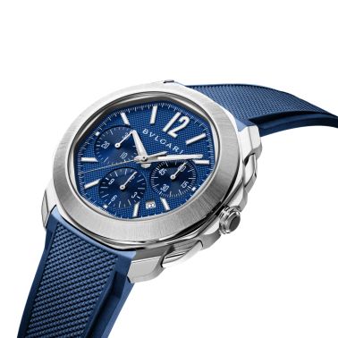 Bulgari Octo Roma automatic chronograph watch blue dial steel bracelet 42 mm 103829